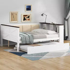 Cama de día de madera Gibson de GDFStudio con estantes de almacenamiento y respaldo tapizado