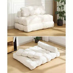 Sofá Cama Plegable 3 en 1, Sillón Cama Convertible con Almohada, Sillón Plegable Portátil, Cómodo Sofá de Suelo con Respaldo para Sala de Estar, Beige