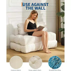 Sofá Cama Plegable 3 en 1, Sillón Cama Convertible con Almohada, Sillón Plegable Portátil, Cómodo Sofá de Suelo con Respaldo para Sala de Estar, Beige