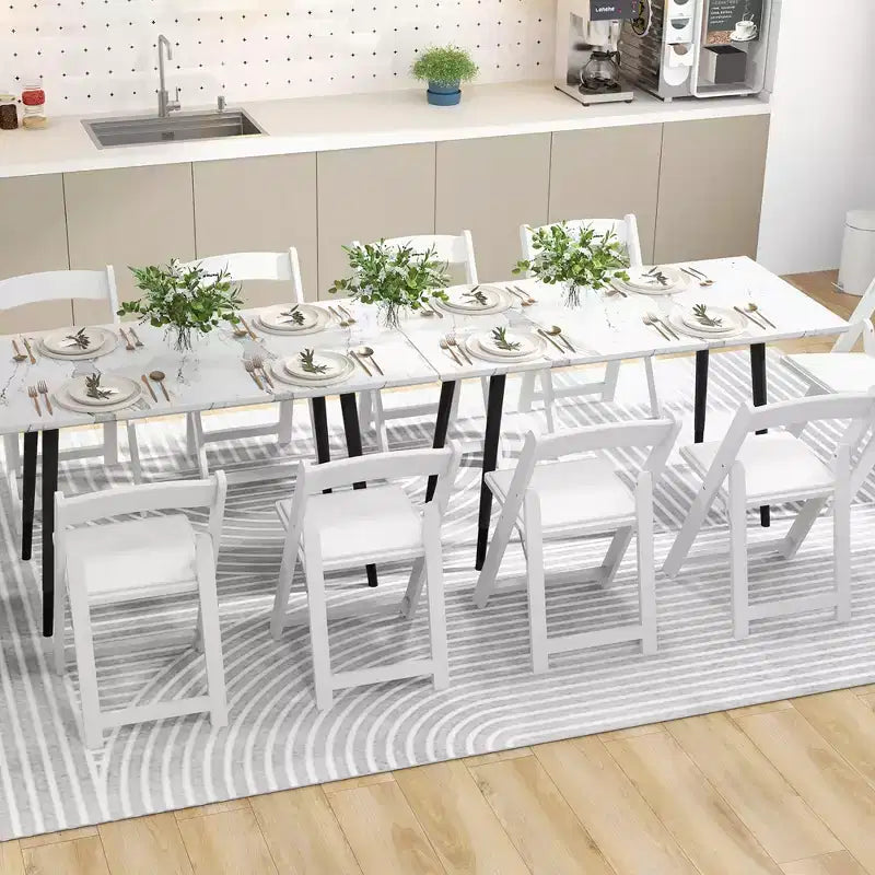 Costway Juego de 16 sillas de comedor con patas de madera de caucho y asiento acolchado para eventos en casa u oficina, blancas