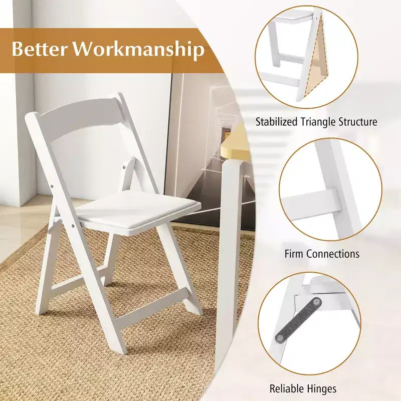 Costway Juego de 16 sillas de comedor con patas de madera de caucho y asiento acolchado para eventos en casa u oficina, blancas