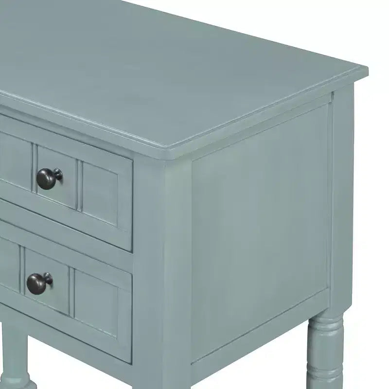 Mesa consola retro pequeña con cajones y estante inferior, mesa de entrada de madera estilo rústico con almacenamiento, mesa auxiliar delgada de madera para la entrada