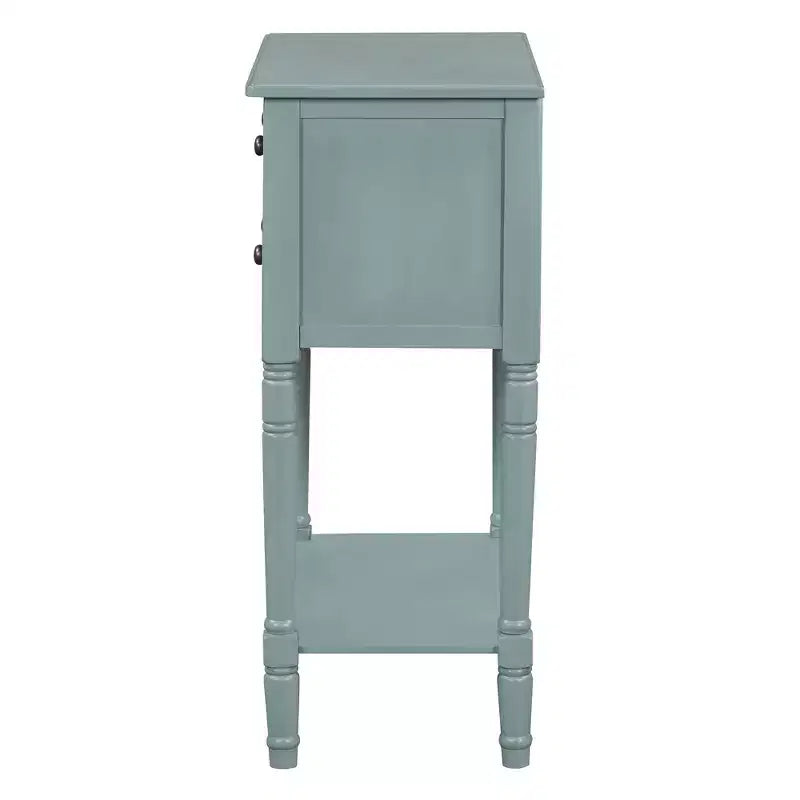 Mesa consola retro pequeña con cajones y estante inferior, mesa de entrada de madera estilo rústico con almacenamiento, mesa auxiliar delgada de madera para la entrada