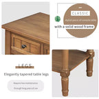 Mesa consola retro pequeña con cajones y estante inferior, mesa de entrada de madera estilo rústico con almacenamiento, mesa auxiliar delgada de madera para la entrada