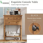 Mesa consola retro pequeña con cajones y estante inferior, mesa de entrada de madera estilo rústico con almacenamiento, mesa auxiliar delgada de madera para la entrada