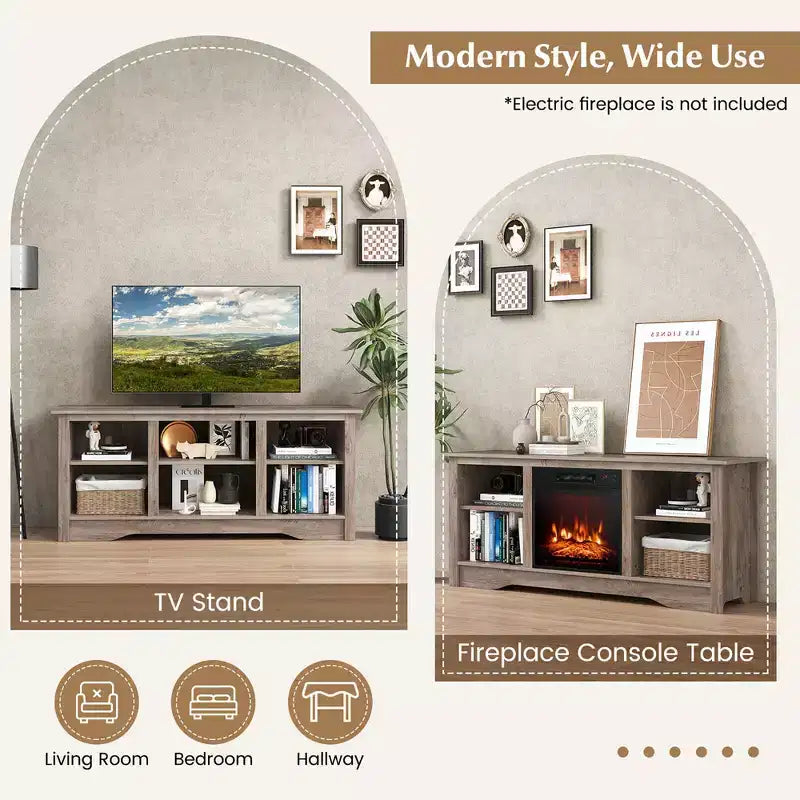 Costway Mueble para TV de 58 pulgadas, centro de entretenimiento con 3 estantes ajustables para televisores de 65 pulgadas, gris