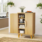 Mueble aparador Costway con puertas dobles y 3 estantes desmontables