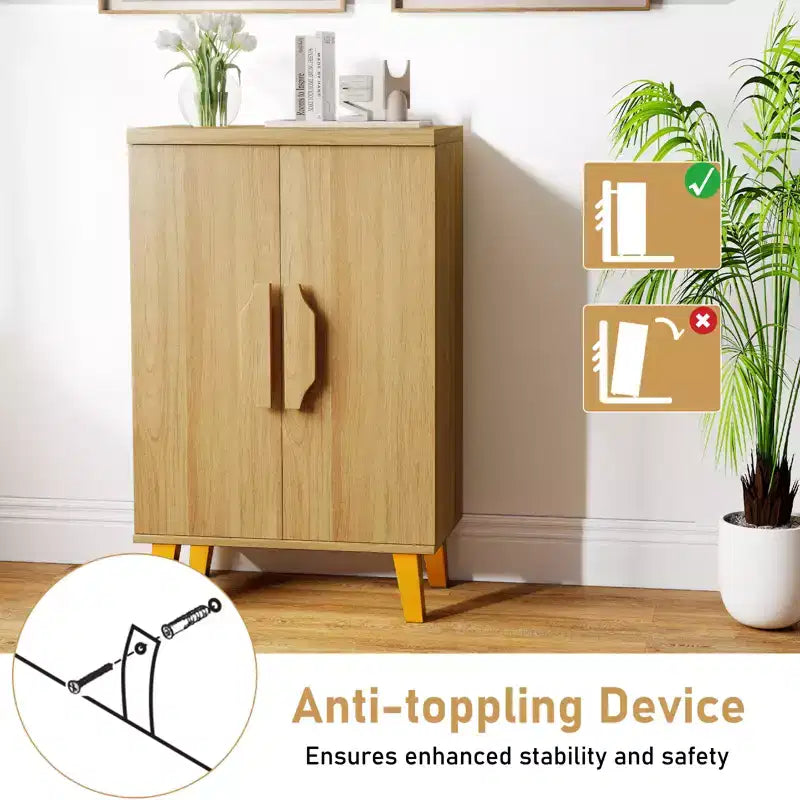 Mueble aparador Costway con puertas dobles y 3 estantes desmontables
