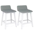 Costway 24 Upholstered Barstools w/ Low Back Footrest & Wood Legs for Kitchen Island