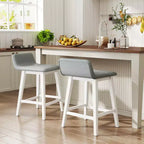 Costway 24 taburetes tapizados con respaldo bajo, reposapiés y patas de madera para isla de cocina