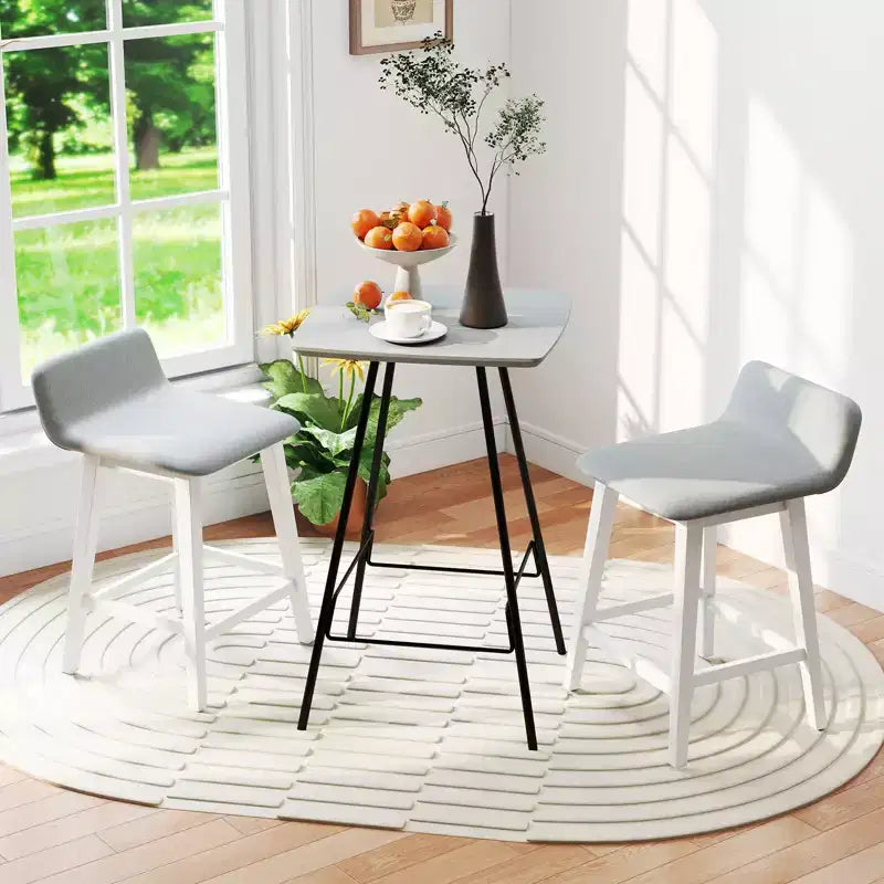 Costway 24 taburetes tapizados con respaldo bajo, reposapiés y patas de madera para isla de cocina