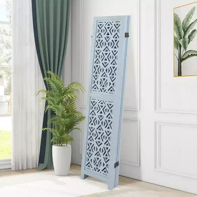 Divisor de ambiente de madera de 6 paneles Costway con patrón calado tallado y marco de madera maciza
