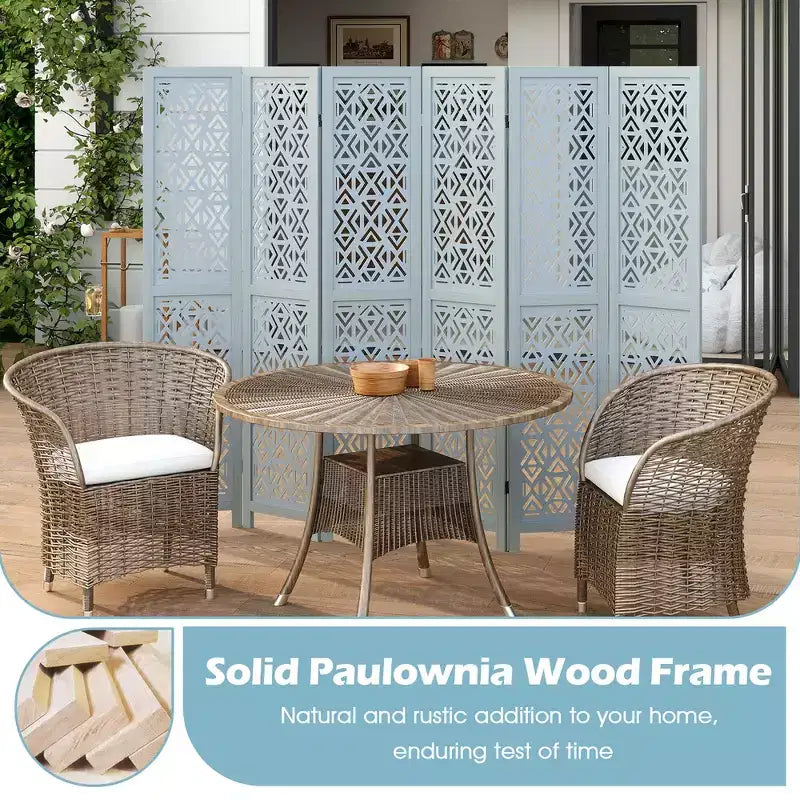 Divisor de ambiente de madera de 6 paneles Costway con patrón calado tallado y marco de madera maciza