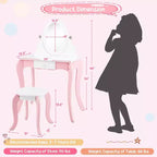 Costway Set de tocador de juguete para niños, mesa de maquillaje 2 en 1 con espejo y pizarra