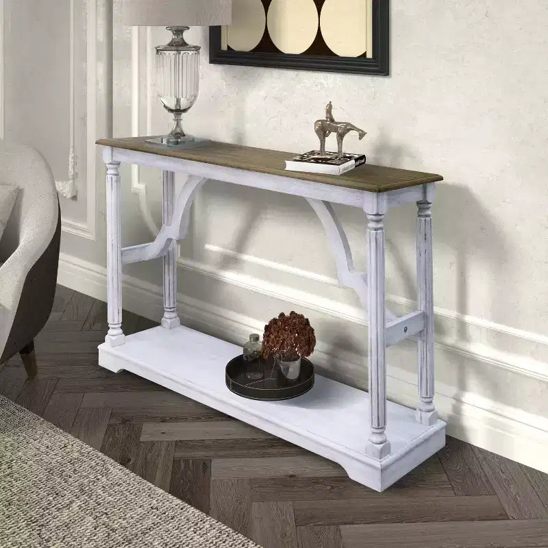 Mesa consola de madera Galano con estante inferior 45.9 An x 11.8 Prof x 29.9 Al