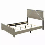 Cama Queen Royal Hampton, Cabecera de Panel con LED, Madera Gris Desgastada, Estilo Moderno