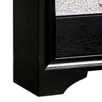Mesita de noche Royal Hampton con detalles plateados y 1 cajón para joyas, negra