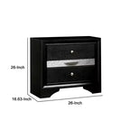 Mesita de noche Royal Hampton con detalles plateados y 1 cajón para joyas, negra