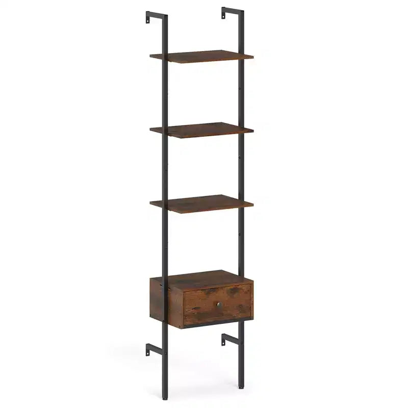 Costway Estantería de 5 Niveles con Cajón de 70 Estantería de Escalera Montada en la Pared con Marco de Metal
