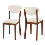 Juego de 4 sillas de comedor Costway de imitación de borreguillo con patas de madera de caucho, asiento y respaldo acolchados