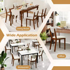 Juego de 4 sillas de comedor Costway de imitación de borreguillo con patas de madera de caucho, asiento y respaldo acolchados