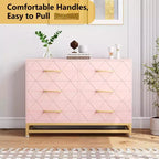 Cómoda moderna de madera con 6 cajones y tiradores dorados - Cajonera de almacenamiento versátil para dormitorio de adultos, sala de estar y organización de recibidores