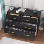 Cómoda moderna de madera con 6 cajones y tiradores dorados - Cajonera de almacenamiento versátil para dormitorio de adultos, sala de estar y organización de recibidores