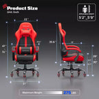 RSPGAME Silla de oficina ergonómica básica para videojuegos para adultos, sillas de oficina de cuero de PU con soporte lumbar vibratorio y reposapiés retráctil, sillas de computadora para el hogar