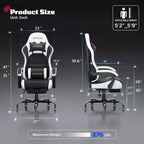 RSPGAME Silla de oficina ergonómica básica para videojuegos para adultos, sillas de oficina de cuero de PU con soporte lumbar vibratorio y reposapiés retráctil, sillas de computadora para el hogar