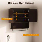 Mueble de baño montado en la pared sobre el inodoro con toallero y estante ajustable Armario de almacenamiento grande marrón 22x25 pulgadas