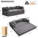 Sofá Cama Convertible 4 en 1, Tejido de Pana con Almohadas, No Requiere Montaje, Marco Robusto para Sala de Estar en Espacios Pequeños