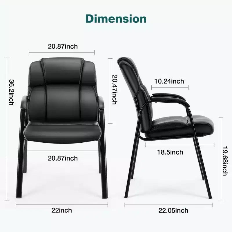 TUYOHW Silla de Recepción sin Ruedas, Silla de Visita Clásica de Cuero PU con Patas Metálicas, Silla de Oficina Resistente con Capacidad de 250LB