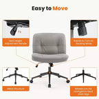 TUYOHW Silla giratoria de cuero sintético con ruedas y diseño de cruces, silla de oficina con altura regulable y soporte lumbar, silla de juegos sin reposabrazos para oficina