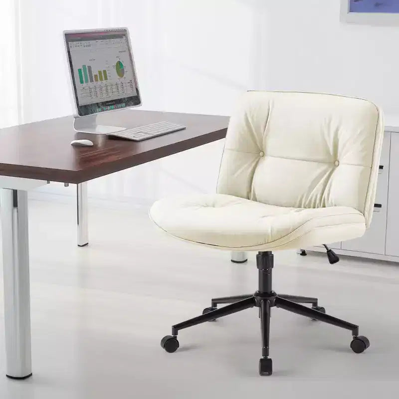 TUYOHW Silla giratoria de cuero sintético con ruedas y diseño de cruces, silla de oficina con altura regulable y soporte lumbar, silla de juegos sin reposabrazos para oficina