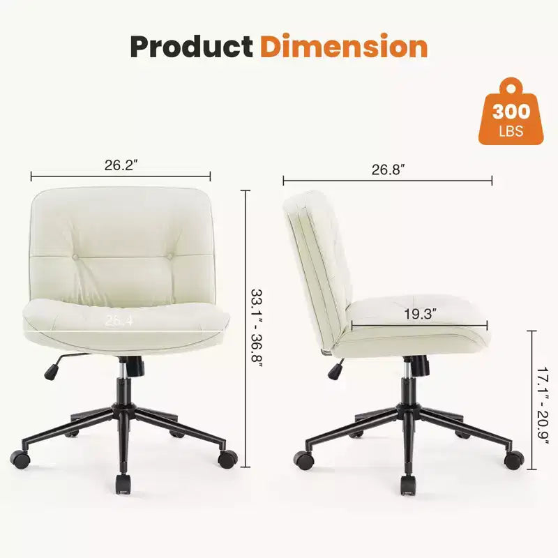TUYOHW Silla giratoria de cuero sintético con ruedas y diseño de cruces, silla de oficina con altura regulable y soporte lumbar, silla de juegos sin reposabrazos para oficina