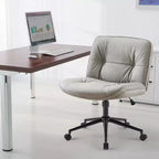 TUYOHW Silla giratoria de cuero sintético con ruedas y diseño de cruces, silla de oficina con altura regulable y soporte lumbar, silla de juegos sin reposabrazos para oficina
