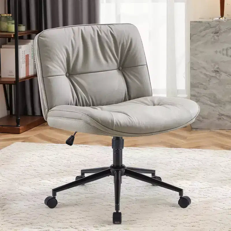 TUYOHW Silla giratoria de cuero sintético con ruedas y diseño de cruces, silla de oficina con altura regulable y soporte lumbar, silla de juegos sin reposabrazos para oficina