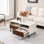 Mesa de centro moderna Costway rectangular con estante de almacenamiento y cajones, muebles para sala de estar