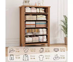 Cómoda de 5 cajones para dormitorio, mesita de noche marrón con 5 cajones y elegante diseño en V, organizador de cómoda de madera para sala de estar, cuarto de niños
