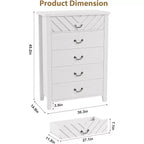 Cómoda de 5 cajones para dormitorio, mesita de noche marrón con 5 cajones y elegante diseño en V, organizador de cómoda de madera para sala de estar, cuarto de niños