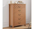 5 Drawer Dresser for Bedroom, Brown 5 Chest of Drawers Nightstand with Elegant V Shape Design, Wooden Dresser Organizer for Living Room, Nursery