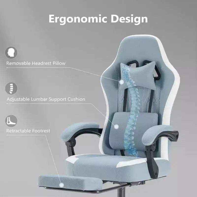 Silla de oficina ergonómica TUYOHW con asiento de muelles ensacados, silla gamer con capacidad de 300 lb con almohada lumbar ajustable y reposapiés para adultos y estudiantes