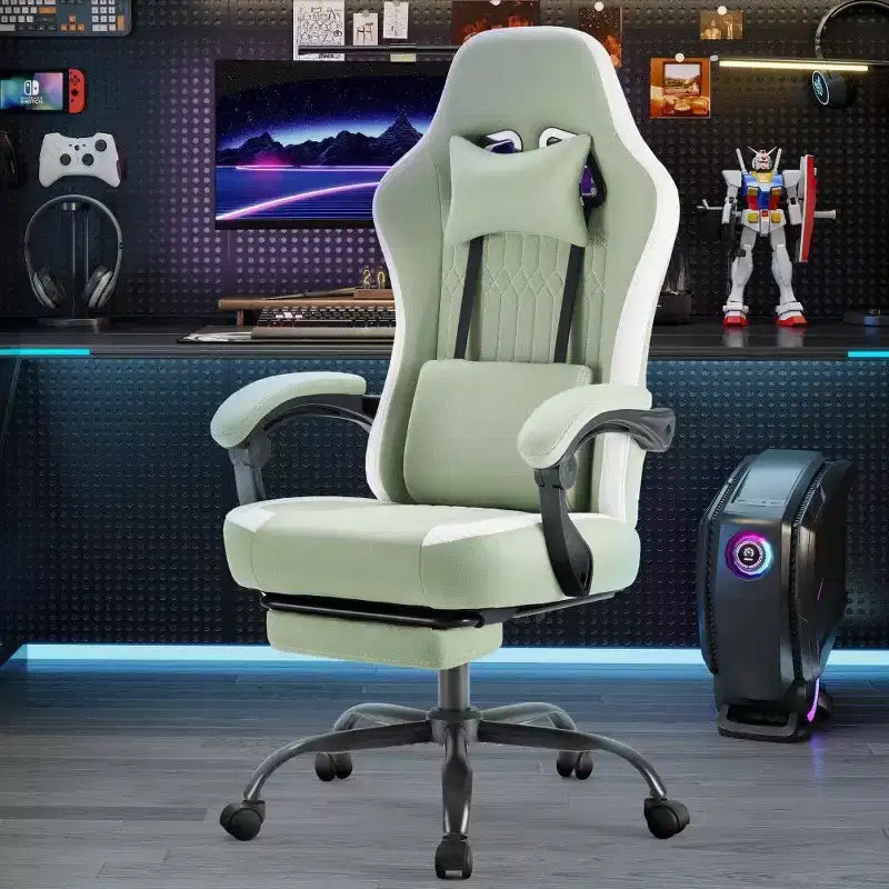 Silla de oficina ergonómica TUYOHW con asiento de muelles ensacados, silla gamer con capacidad de 300 lb con almohada lumbar ajustable y reposapiés para adultos y estudiantes