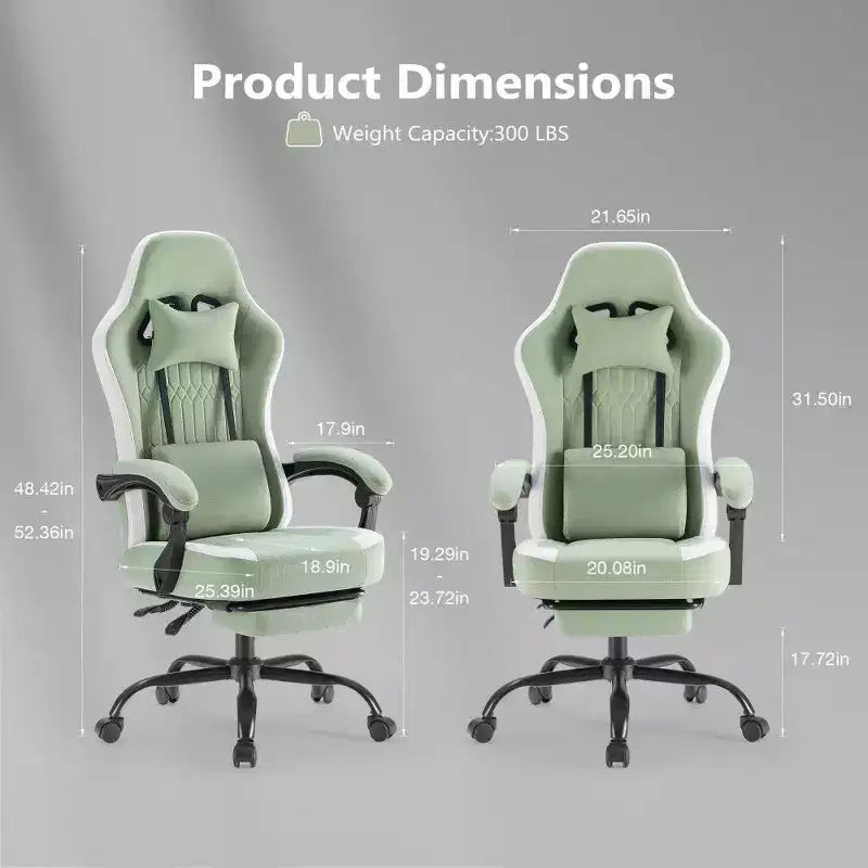 Silla de oficina ergonómica TUYOHW con asiento de muelles ensacados, silla gamer con capacidad de 300 lb con almohada lumbar ajustable y reposapiés para adultos y estudiantes