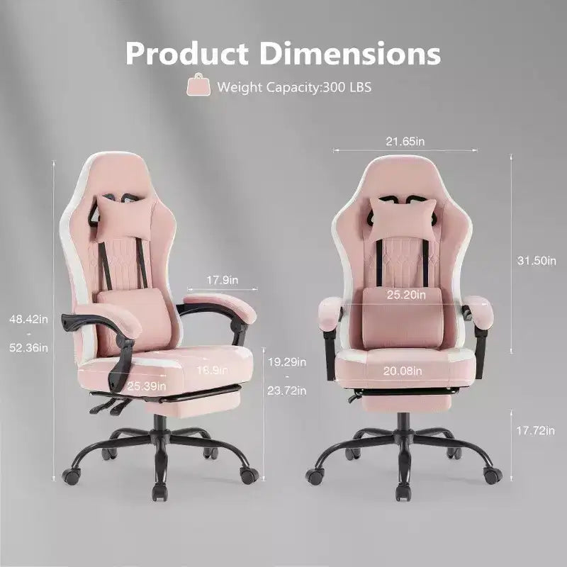 Silla de oficina ergonómica TUYOHW con asiento de muelles ensacados, silla gamer con capacidad de 300 lb con almohada lumbar ajustable y reposapiés para adultos y estudiantes