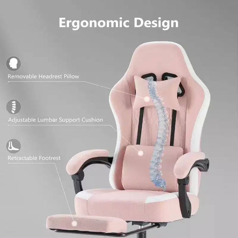 Silla de oficina ergonómica TUYOHW con asiento de muelles ensacados, silla gamer con capacidad de 300 lb con almohada lumbar ajustable y reposapiés para adultos y estudiantes