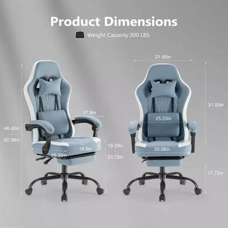 Silla de oficina ergonómica TUYOHW con asiento de muelles ensacados, silla gamer con capacidad de 300 lb con almohada lumbar ajustable y reposapiés para adultos y estudiantes