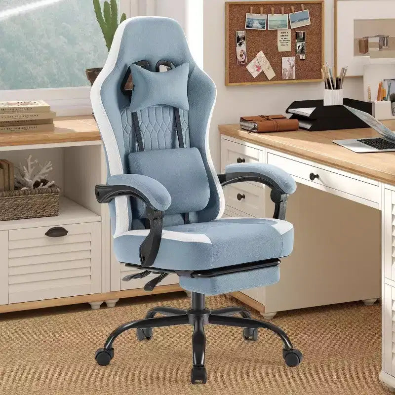 Silla de oficina ergonómica TUYOHW con asiento de muelles ensacados, silla gamer con capacidad de 300 lb con almohada lumbar ajustable y reposapiés para adultos y estudiantes