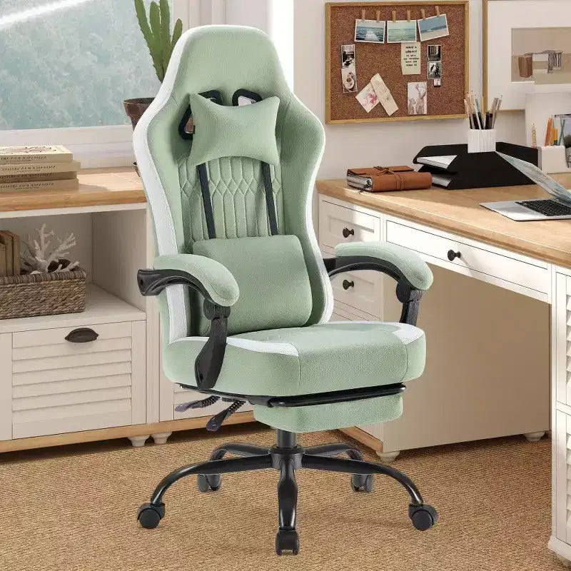 Silla de oficina ergonómica TUYOHW con asiento de muelles ensacados, silla gamer con capacidad de 300 lb con almohada lumbar ajustable y reposapiés para adultos y estudiantes