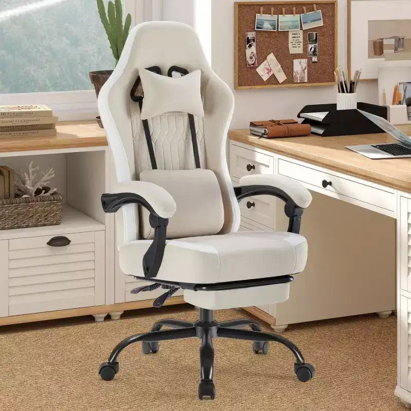 Silla de oficina ergonómica TUYOHW con asiento de muelles ensacados, silla gamer con capacidad de 300 lb con almohada lumbar ajustable y reposapiés para adultos y estudiantes